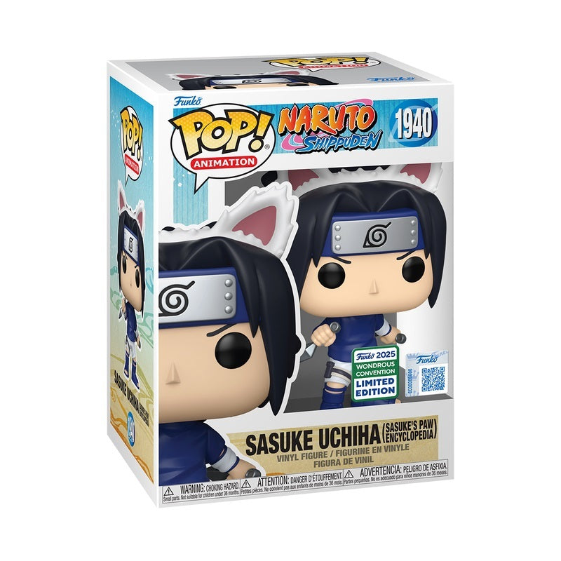 Funko POP One Piece Naruto Shippuden 1940 Sasuke Uchiha (Sasuke's Paw Encyclopedia)  2025 Wondrous Convention Exclusive