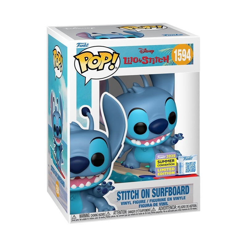 Funko POP Lilo & Stitch 1594 Stitch On Surfboard 2025 Summer Convention Exclusive
