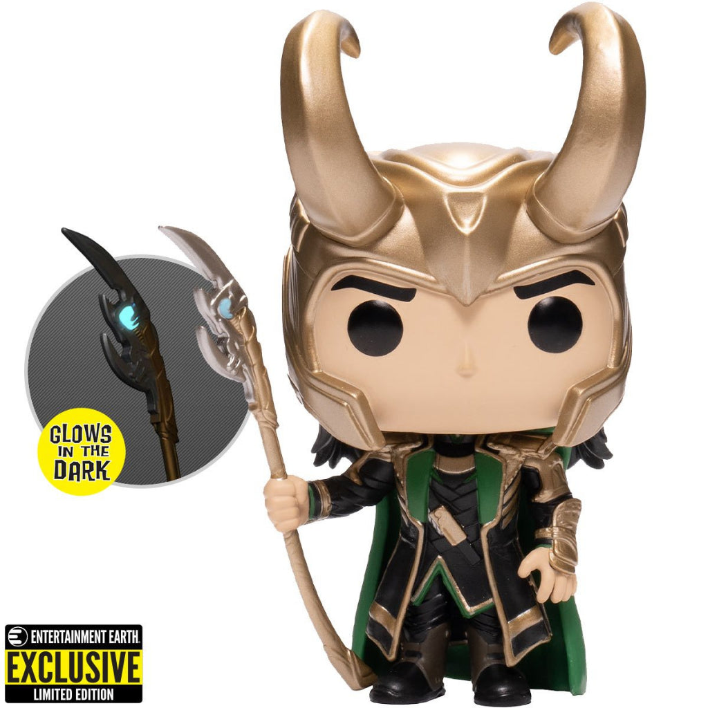 Funko POP Marvel Avengers 985 Loki with Scepter (GITD) EE Exclusive