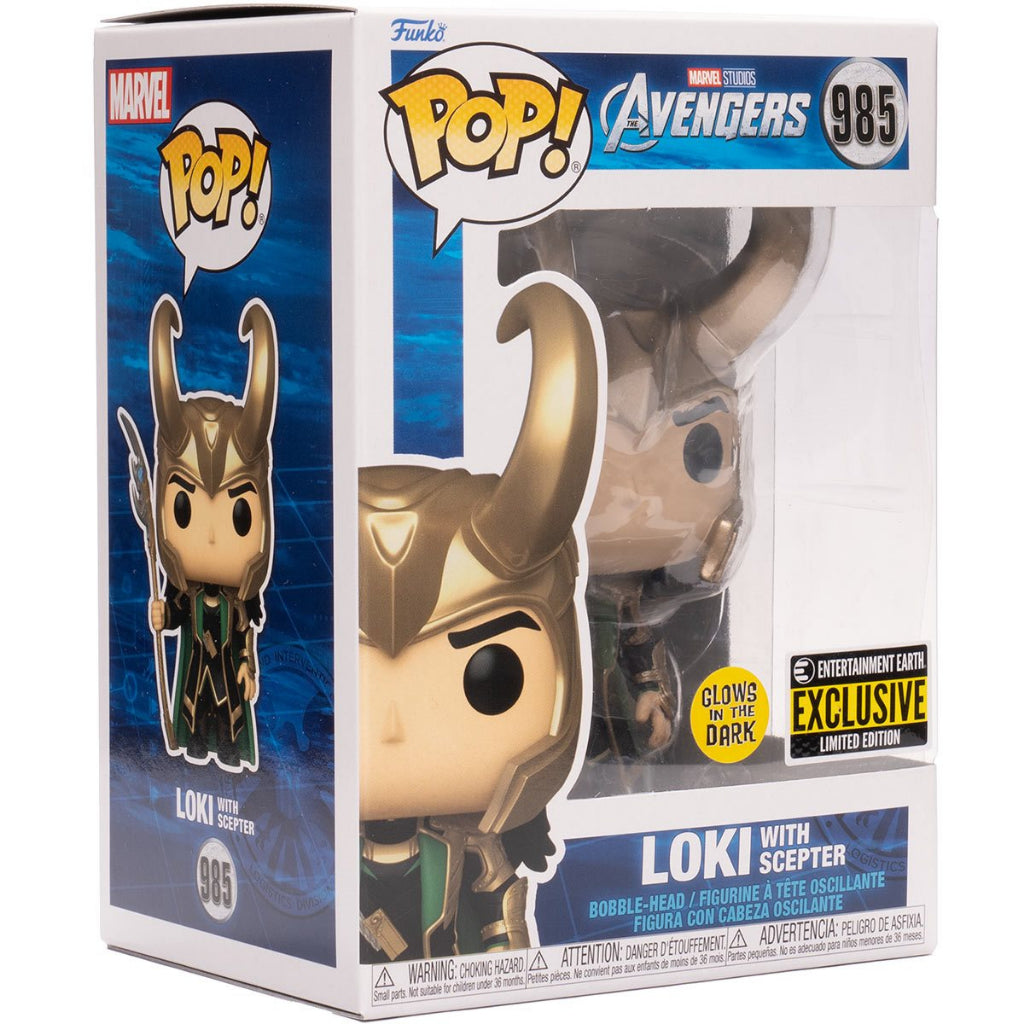 Funko POP Marvel Avengers 985 Loki with Scepter (GITD) EE Exclusive