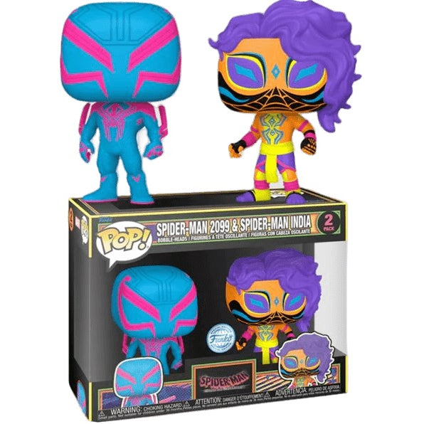 Funko POP Marvel Spider-Man: Across The Spider-Verse Spider-Man 2099 & Spider-Man India 2pack Blacklight (SE)