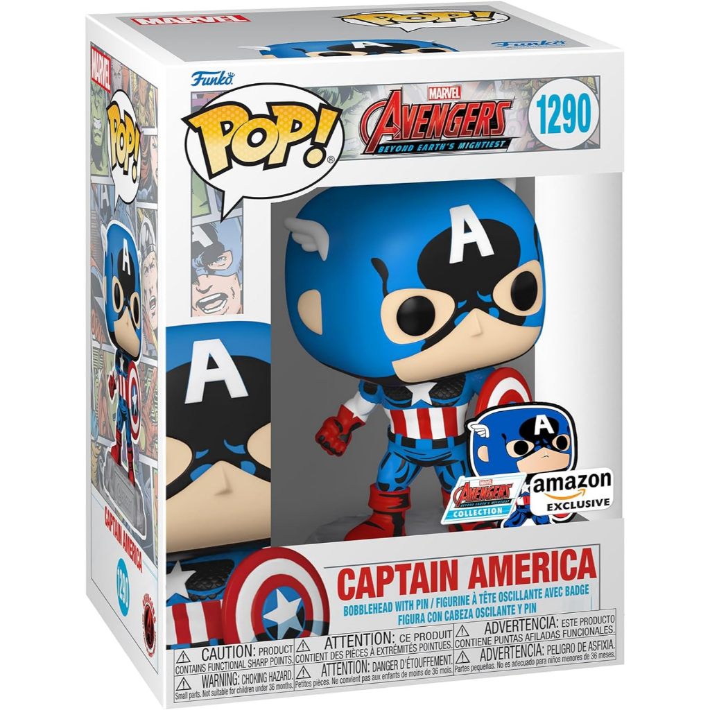 Funko POP Marvel Avengers 1290 Captain America (With Pin) Amazon Exclusive