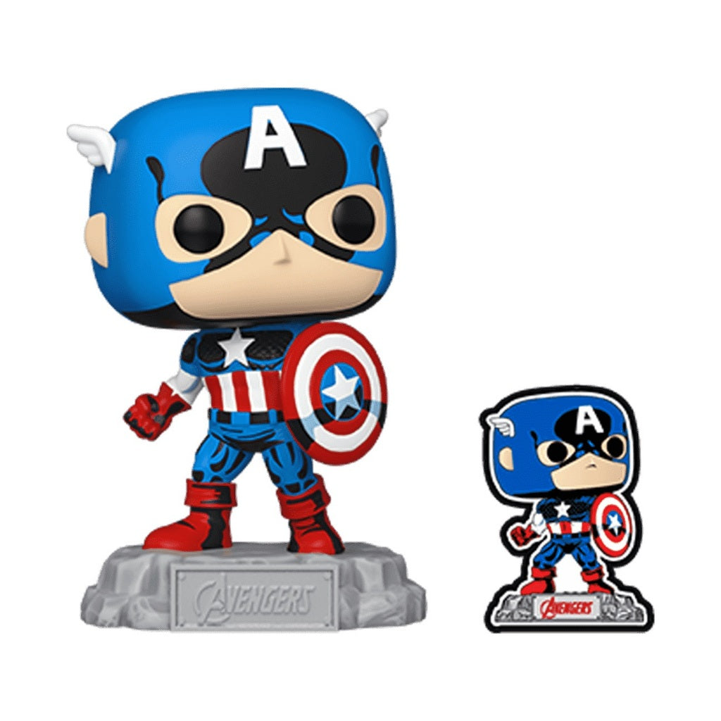 Funko POP Marvel Avengers 1290 Captain America (With Pin) Amazon Exclusive