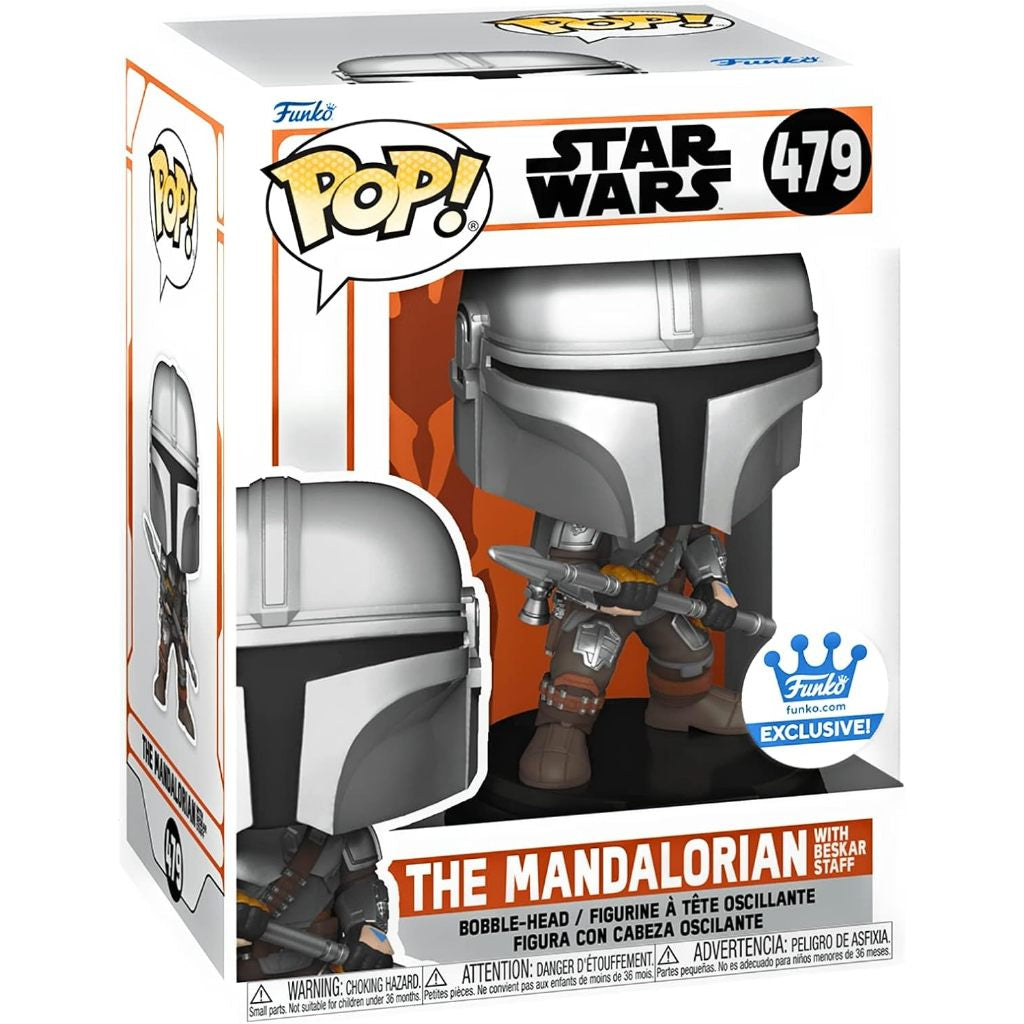 Funko POP Star Wars 479 The Mandalorian With Beskar Staff Funko Shop Exclusive